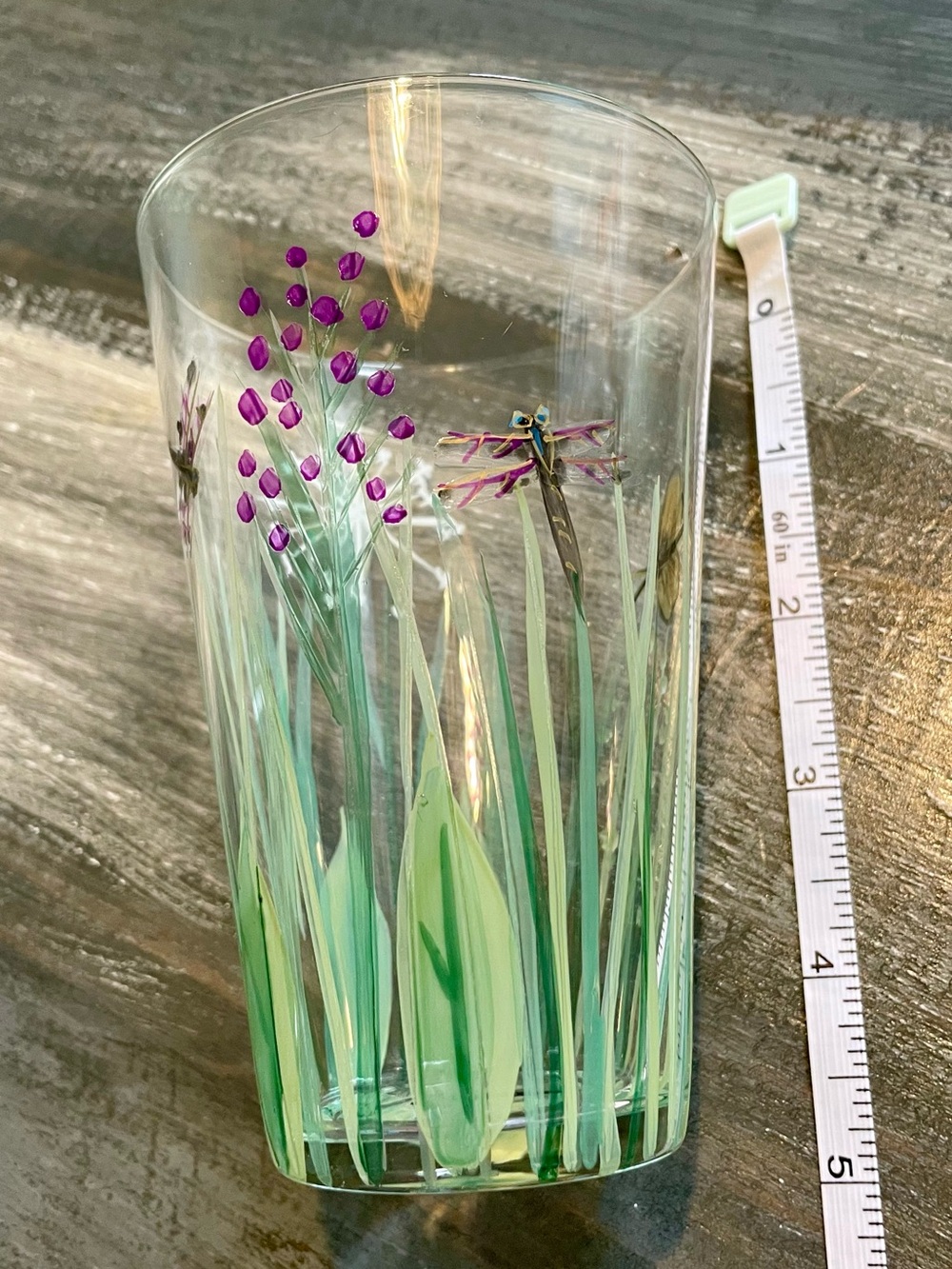 Dragonfly & Butterfly Art Glass Tumblers, Set of 4 - Picture 7 of 8